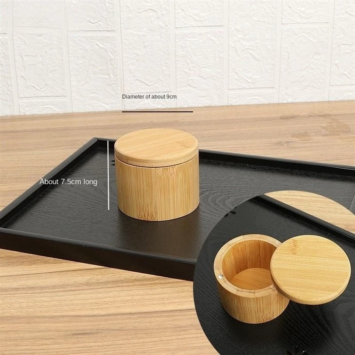 Custom Logo Bamboo Food Storage Box Round Bamboo Tea Container For Home Hotel Restaurant Wholesale