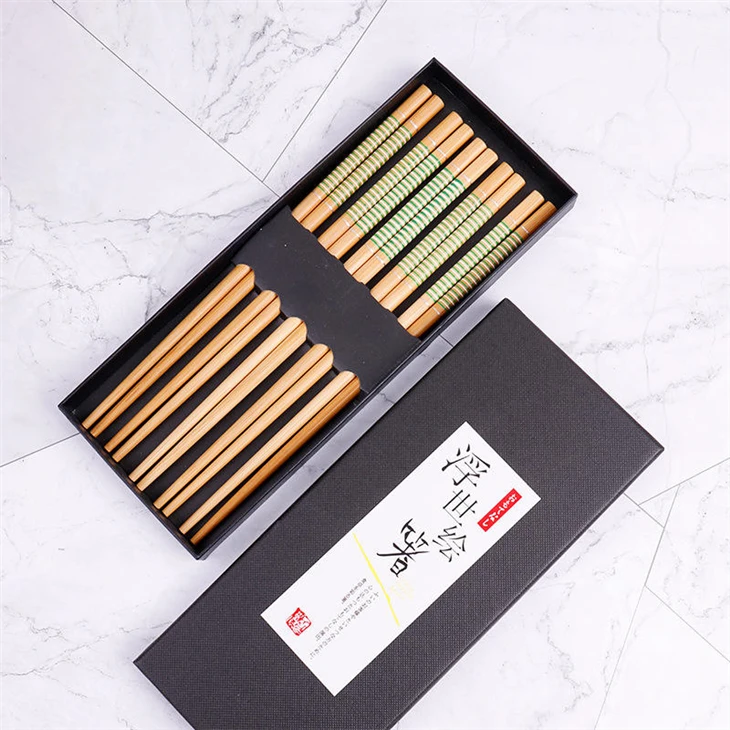 Custom Logo Japanese Bamboo Chopsticks Gift Box 5 Pairs For Hotel Restaurant Party Wholesale Manufacturer price