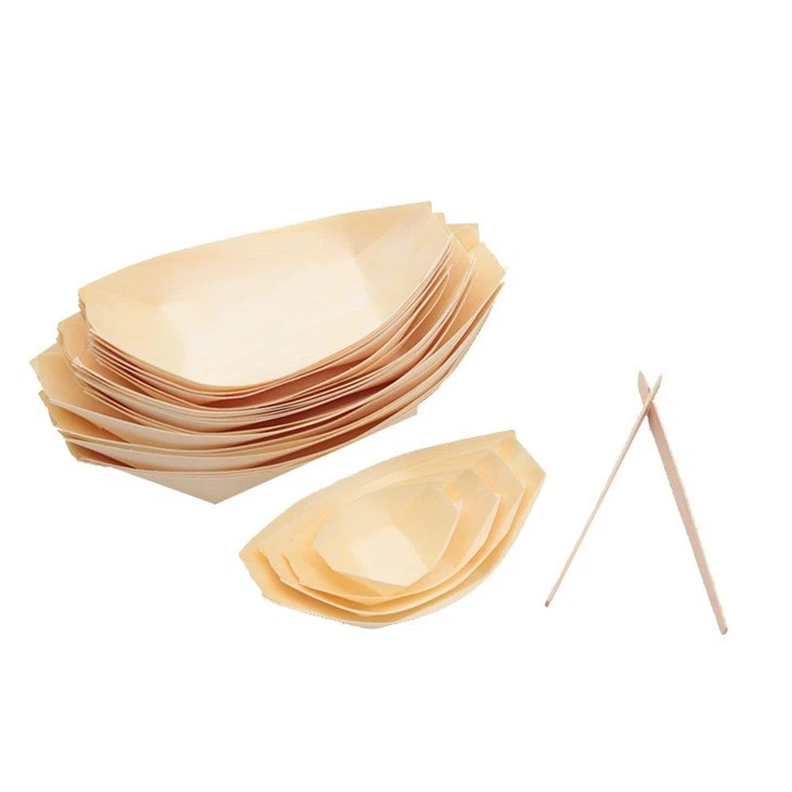 Estick Material Wood Disposable Sushi Boat Container