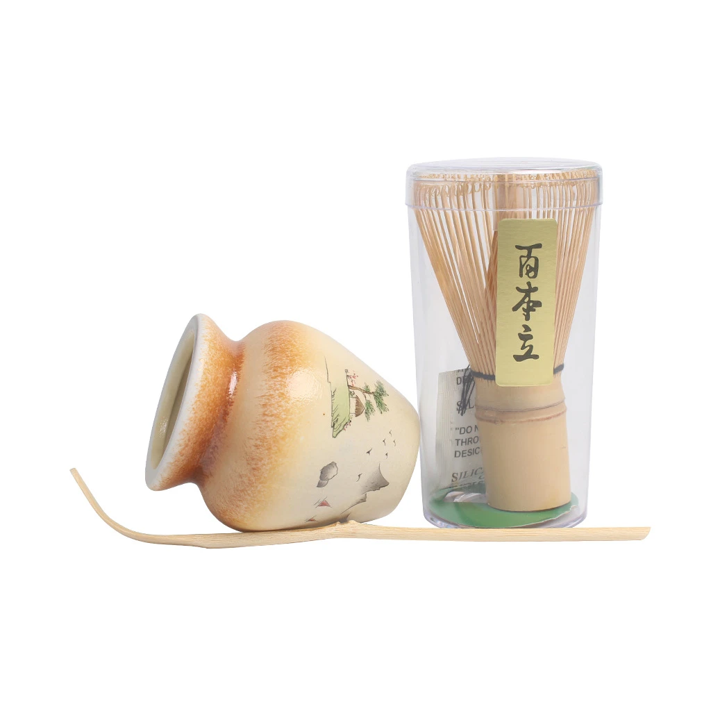 Matcha whisking process in customizable bowl